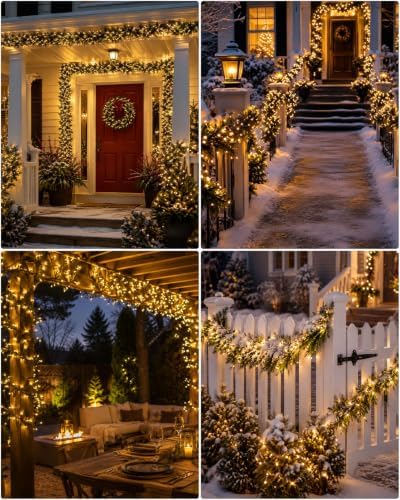 Iseebiz 25Ft 500 LED Cluster Christmas Tree Lights with Remote & Timer