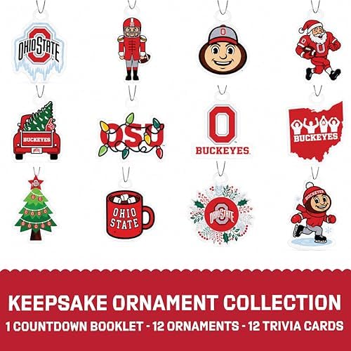 Ohio State Merch Buckeyes 12-Day Football Ornament Advent Calendar OSU Gift