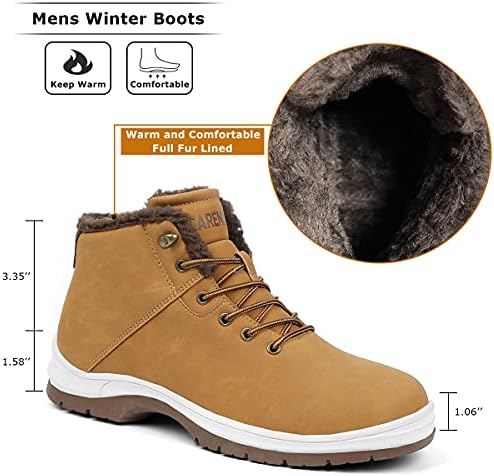 CARENURSE Mens Winter Snow Boots Water Resistant Warm Fur Lined Anti Slip Work Ankle Shoes Casual Lightweight Hiking Outdoor Trekking Boot