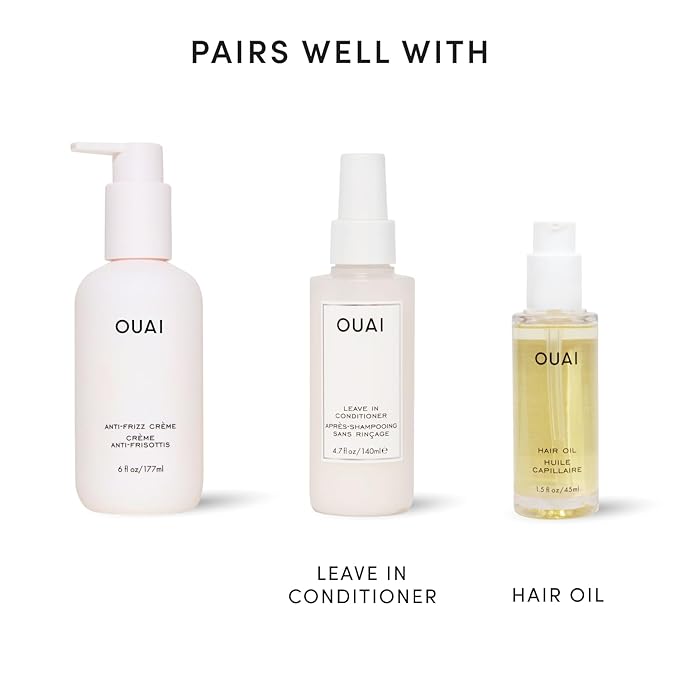 OUAI Anti Frizz Cream Travel Size - Moisturizing Hair Cream with Frizz Control & Heat Protection - Provides Hydration with Jackfruit & Beetroot Extract - Paraben, Phthalate & Sulfate Free (3 oz)