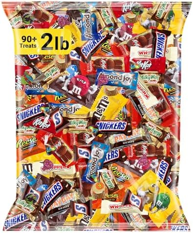 Halloween Bulk Chocolate Candy Variety Pack 2 lb, 90+ Ct Fun Size Assorted
