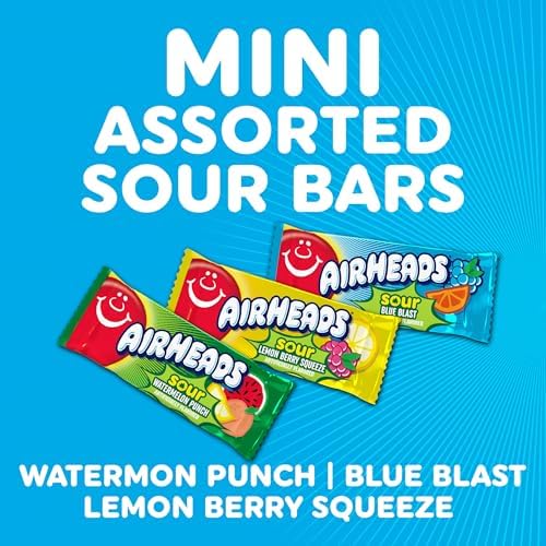 Airheads Sour Mini Candy Bars, Taffy Variety Pack, 12 Oz Bag