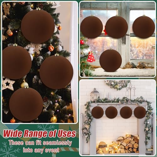 Hollowfly 4 Pcs 8 Inch Extra Large Velvet Christmas Balls Oversized Huge Big Christmas Tree Ornaments Balls for Family Holiday Xmas Tree Hanging