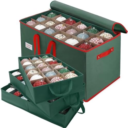 Large Christmas Ornament Storage Box Keeps 54 4" & 3 Individual Trays