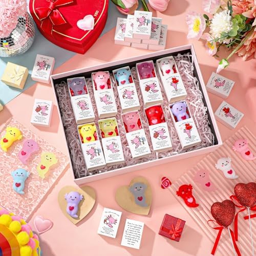 30 Sets Axolotl Valentines Gifts Valentines Party Favor with Support Boxes