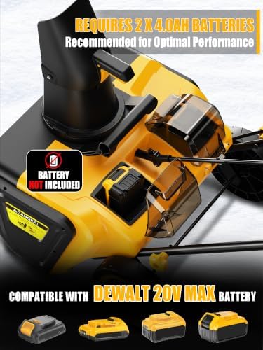 Cordless Snow Blower Compatible with DeWalt 20V Max Battery (Tool Only)