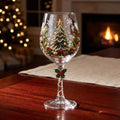 Christmas Wine Glass Collection Gift Box Set, Christmas Wine Glasses, Raised Holiday Goblet with Snowflake Decor, Festive Glassware, Wines & Cocktails, Holiday Party & Table Decor (F)