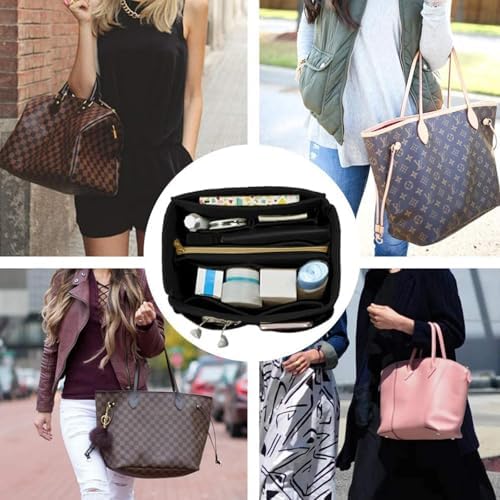 OMYSTYLE Purse Organizer Insert, Felt Tote Bag Organizer Insert with 5 Sizes, Handbag Dividers for Inside Purse, Compatible with Longchamp, Neverful, Speedy and More