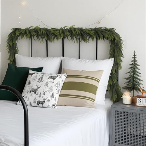 N&T NIETING 15FT Christmas Norfolk Pine Garland Real Touch Pine Artificial Garlands Faux Greenery Garland Winter Christmas Garland for Table Mantle Fireplace Indoor Outdoor Xmas Decorations (1 Pcs)