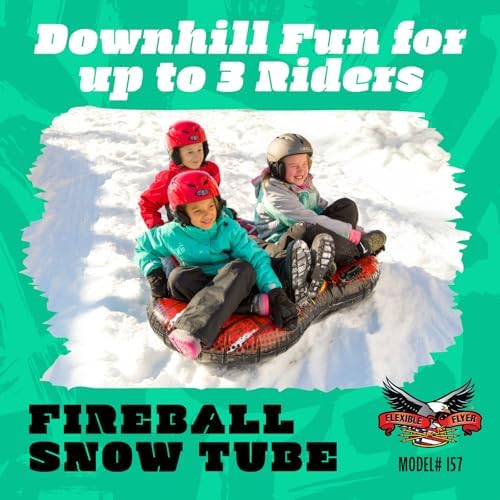 Flexible Flyer 60" Fireball Inflatable Tube Sled - 3-Person Snow Tube and Large Pool Float for Year Round Fun - Heavy Duty Triple Sled with Handles for Kids and Adults