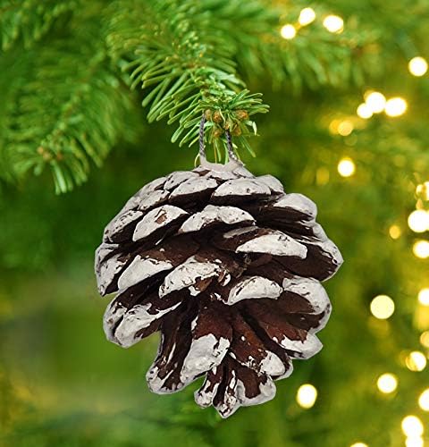 24 PCS Pine Cones for Christmas Tree Snowflake Natural Pinecones Ornament with String Pendant Crafts for Xmas Party Home Decor Fall Winter Holiday Christmas Tree Decoration (24)