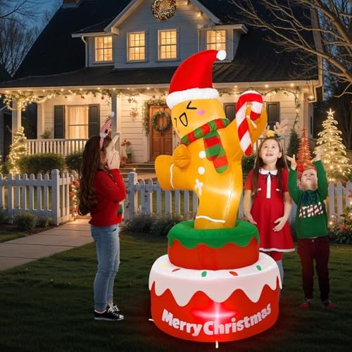 OurWarm 5FT Christmas Inflatables Gingerbread Outdoor Christmas Decorations