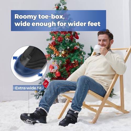 FitVille Mens Extra Wide Snow Boots Outdoor Mens Winter Wide Boots, Lightweight Wide Width Mens Winter Boots Waterproof Insulated V3
