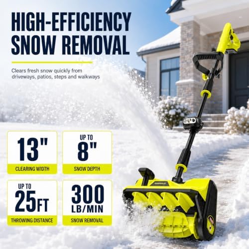 40V Brushless Cordless Snow Shovel, 13Inch Electric Snow Blower with 3 * 4.0 Ah Battery and Charger, Battery Powered Snow Shovel with 25FT Throw Distance for Driveway,Steps, Patio, Sidewalk
