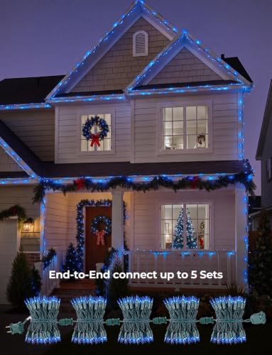 Brightown Blue Christmas Lights, 20FT 100 Count Incandescent Mini String Lights, Connectable Waterproof Fairy Light Christmas Decorations for Indoor Outdoor Xmas Tree Garland Garden Patio Party Decor