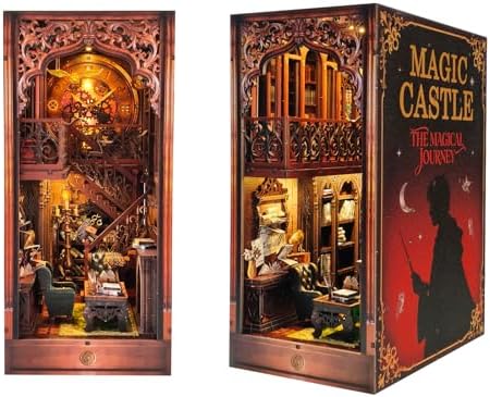 OZJAY Book Nook Kit with LED, DIY Miniature House Kit Bookshelf Decor