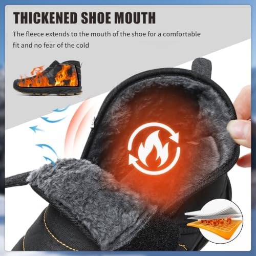 Mens Snow Boots Winter Velcro Water Resistant Fur Lined Slip On Ankle Boot