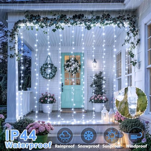 JMEXSUSS 900LED Curtain Lights, White Christmas Lights, 9.5x29.5ft