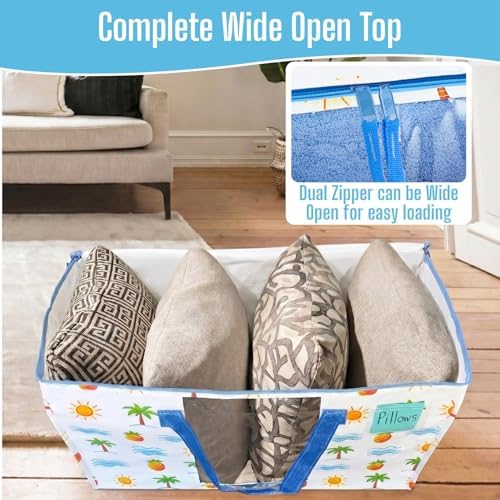 VENO Moving Bags, Wide Open Top, Clear Window, Tropical Island, 4 Pack