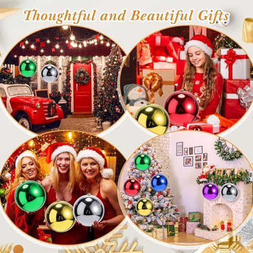 Zubebe 6 Pcs 8 Inch Large Outdoor Christmas Ball Ornaments,Multicolor