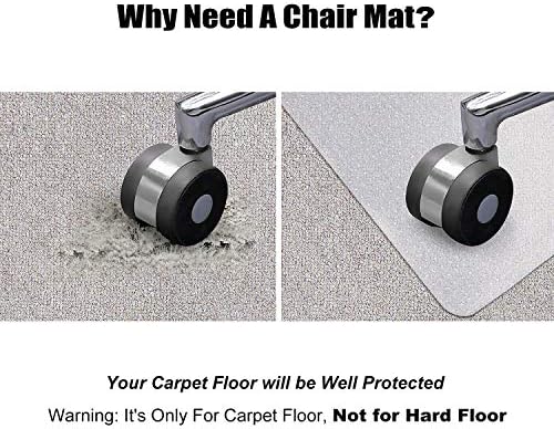 Kuyal Desk Chair Mat for Carpet, 30'' x 48'' Rectangle Transparent Mats