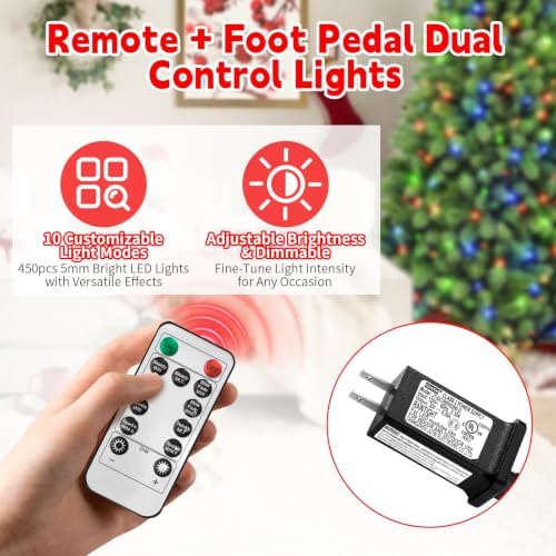 7.5FT Pre-Lit Christmas Tree with Remote Control & Foot Switch