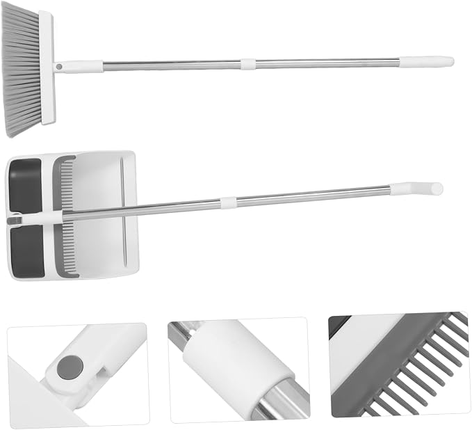 1set Ergonomic Broom and Dustpan Set Soft Bristle Household Cleaning Tools for Home Office Indoor and Outdoor Use Compact and Convenient Dustpan Kit