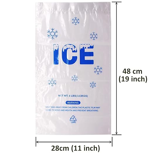 200 PACK 8 lb. Plastic Drawstring Ice Bags 11 x 19 Inch Heavy-Duty Ice Bags with Plastic Draw String (2mil Thickness) | Ice Bags with Plastic Draw String (2mil Thickness)
