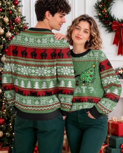 34HD Ugly Xmas Sweater–Funny Knit Christmas Sweater for Women & Men 2025, Long Sleeve Crewneck Holiday Pullover, Unisex Gift