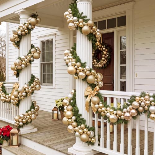 6 ft Christmas Ball Garland, Champagne Gold