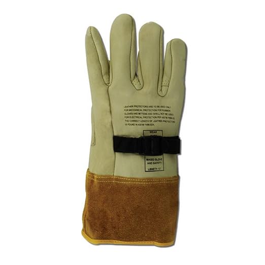 MAGID PowerMaster 12" High Voltage Leather Protector Gloves, 1 Pair, Size 8/Medium (60611PS)