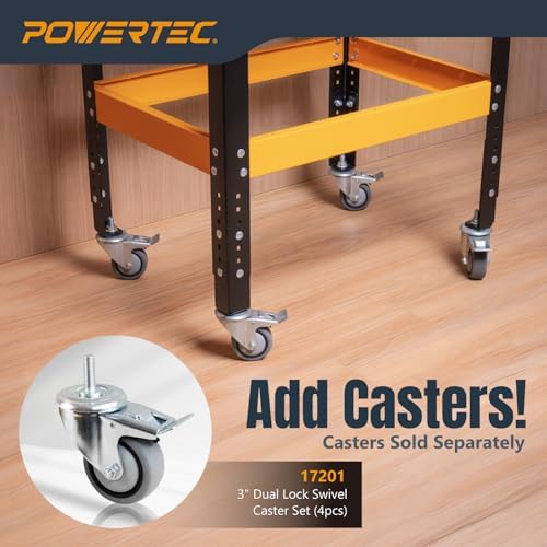 POWERTEC Heavy Duty Tool Stand Base, 400 lb Capacity Universal Machine Stand with Adjustable Height & Leveling Feet – Compatible with Router Tables, Miter Saws, Drill Presses, Planers (UT1006V)