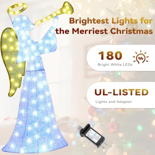 4FT Sparkling Angel Outdoor Christmas Decoration with Timer&Remote Control