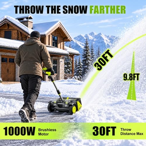 Litekon 80V Brushless Cordless Snow Shovel, 18-Inch Electric Snow Blower with 2X 4.0Ah Batteries Snow Removal with 30FT Throw Distance for Patio, Deck, Driveway,Green