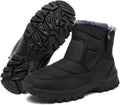 Men's Mid-Calf Winter Boots Zipper Snow Boots Mens Fur Lined Warm Boots
