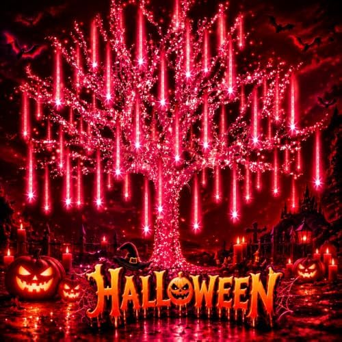 Aukora Halloween Lights Outdoor, UL Certified Red Meteor Shower Lights