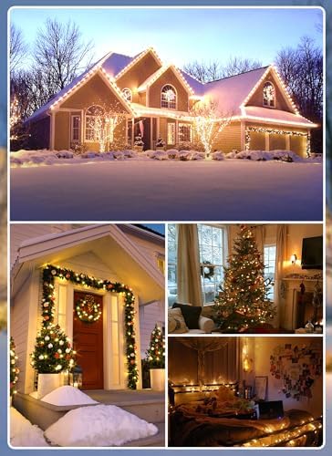 Vintage C9 Christmas Lights Outdoor, 150 Feet C9 String Lights with 150 LED C9 Plastic Bulbs, Waterproof Connectable Christmas Tree Lights for Roofline Garden Patio Backyard Cafe Decor, Warm White