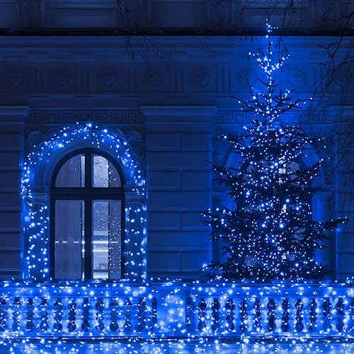 TW SHINE Blue Christmas Lights, 1000 LED 328FT Christmas String Lights Plug in with 8 Modes, Remote Waterproof Xmas Lights Outdoor Indoor Decorations for Party Yard Decor