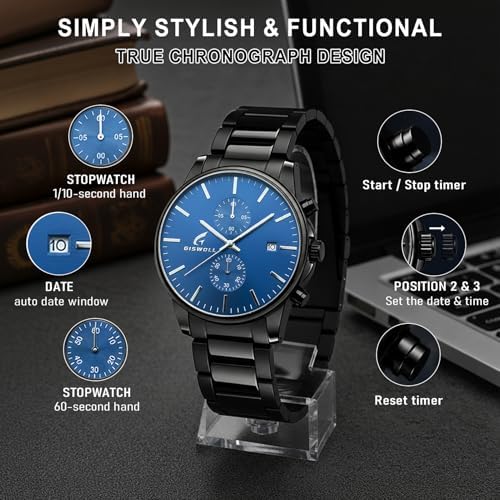 Stylish Stainless Steel Men's Watches with Functional Chronograph Subdials