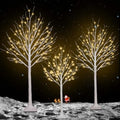 3 Pack 4/5/6FT Lighted Birch Tree, 300LED Twinkling Tree Lights, Warm White