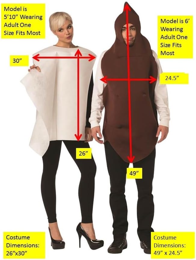 Rasta Imposta Poop and Toilet Paper 2 Piece Couples Costume Mens Womens Adult