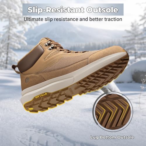 FitVille Men's Winter Boots,Extra Wide Width Thick Fur Lined Snow Boots