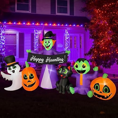 BLOWOUT FUN 8Ft Halloween Inflatable Witch,Ghost,Frankenstein,Cat,Pumpkin