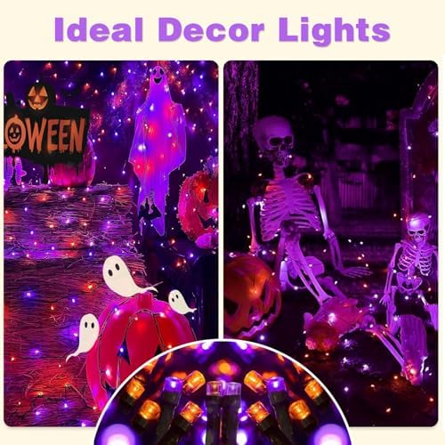 SyouHome Solar String Lights Outdoor, 6 Pack 600 LED Solar Halloween Lights