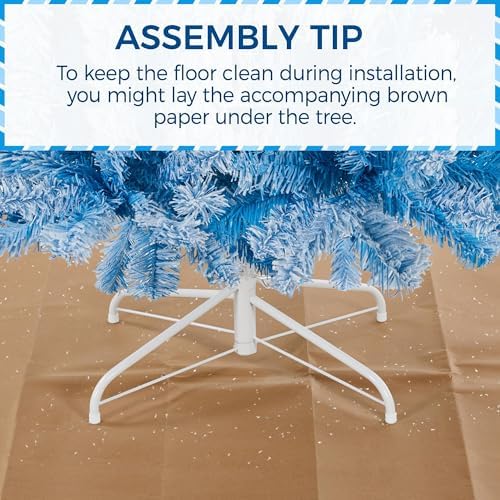 Yaheetech 6ft Pre-lit Snow Flocked Pencil Christmas Tree Lake Blue Gradient