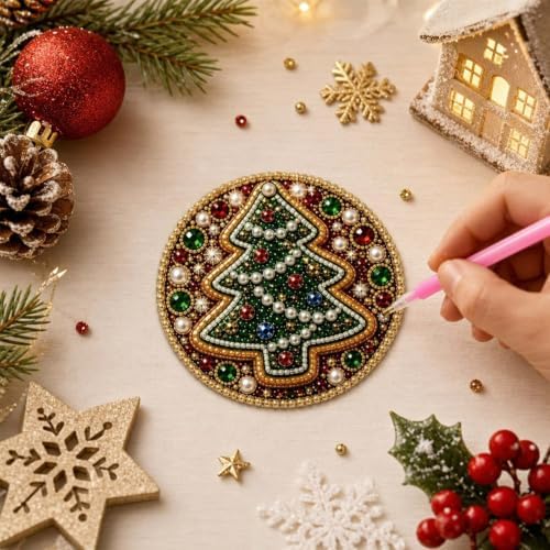 6PCS Christmas Ornaments DIY Pearl Diamond Art Kits for Adult Holiday