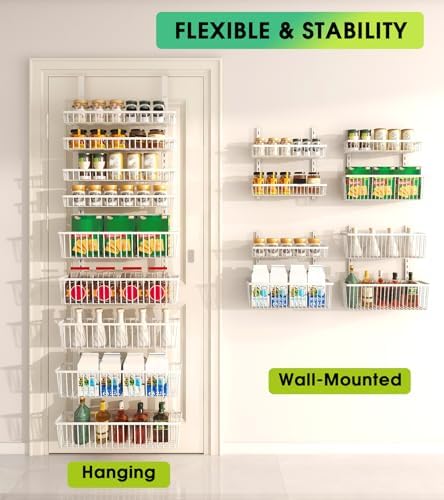 Mefirt White 9-Tier Over The Door Pantry Organizer, Pantry Organization