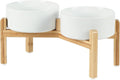 Havniva Dog Bowls Elevated, Ceramic Dog Food and Water Bowl Set | 7.3” Raised Dog Food Bowl, Elevated Dog Bowls with Bamboo Stand, Non-Slip Dog Water Bowl for Medium Dog, Large Capacity