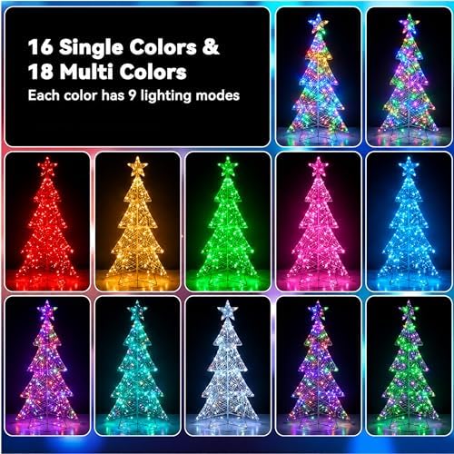 Color Changing Fairy Lights Battery & USB Operated, 2 Pack Total 66FT 200LED RGB 34 Colors Halloween Lights with Remote, Waterproof Twinkle Lights Green Wire for Xmas Tree Indoor Outdoor Party Decor