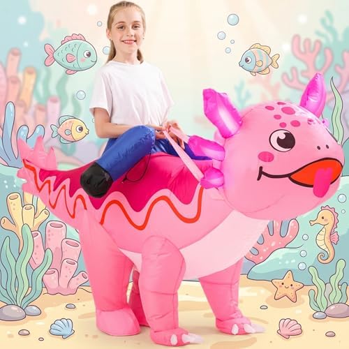 Kids Inflatable Axolotl Costume Halloween Outfits for Girls Boys